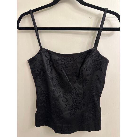 Vintage GUESS USA Black Satin Bustier Corset Top Paisley Brocade Y2K Whimsigoth - Picture 4 of 7